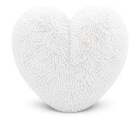 HOMES-LINEN Teddy Cuddles Heart Shape 3D Fleece Filled Cushion Soft Comfortable Warm & Cozy Home Decor Size 38cm 100% Polyester Teddy Heart Cushion (White)