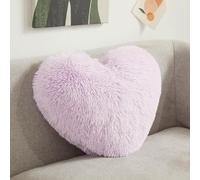 HOMES-LINEN Teddy Cuddles Heart Shape 3D Fleece Filled Cushion Soft Comfortable Warm & Cozy Home Decor Size 38cm 100% Polyester Teddy Heart Cushion (Lilac)
