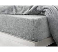 HOMES-LINEN Teddy Fitted Sheet Extra Deep 30cm Deep Fitted Bed Sheet Soft Cosy Warm Teddy Bed Sheet (Silver, Single)