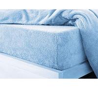 HOMES-LINEN Teddy Fitted Sheet Extra Deep 30cm Deep Fitted Bed Sheet Soft Cosy Warm Teddy Bed Sheet (Blue, Single)