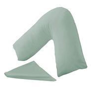 HOMES-LINEN V Pillow Orthopaedic V Shaped Pillow Extra Cushioning Support For Head Neck & Back Includes Complimentary FREE Duck Egg V Pillow Case (Duck Egg, V-Pillow With Cover)
