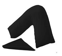 HOMES-LINEN V Pillow Orthopaedic V Shaped Pillow Extra Cushioning Support For Head Neck & Back Includes Complimentary FREE Black V Pillow Case (Black, V-Pillow With Cover)