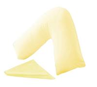 HOMES-LINEN V Pillow Orthopaedic V Shaped Pillow Extra Cushioning Support For Head Neck & Back Includes Complimentary FREE Lemon V Pillow Case (Lemon, V-Pillow With Cover)