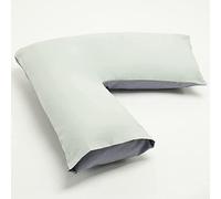HOMES-LINEN V Pillow Orthopaedic V Shaped Pillow Extra Cushioning Support For Head Neck & Back Includes Complimentary FREE V Pillow Case (DUCK EGG/GREY, V-Pillow With Cover)