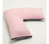 HOMES-LINEN V Pillow Orthopaedic V Shaped Pillow Extra Cushioning Support For Head Neck & Back Includes Complimentary FREE V Pillow Case (PINK/GREY, V-Pillow With Cover)