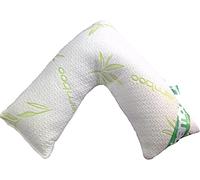 HOMES-LINEN V Shape Bamboo Pillow Memory Foam Orthopaedic V-Shaped Pillow Extra Cushioning Support For Head, Neck & Back (V Shape Bamboo Pillow)