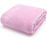 Homes & Linen Waffle Luxury Flannel Fleece Throw Blanket Sofa Couch Waffle Teddy Soft All Seasons Bed Throw Blanket(Pink)