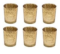 Homes on Trend Mercury Gold Glass Tea Light Votive Candle Holders Wedding Table Venue Decorations Centrepiece Accessories Dressing Idea Settings Tealight Holder Set of 6
