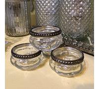 Homes on Trend Set of 4 Pumpkin Shaped Vintage Mercury Glass Effect Candle and Tea Light Holders for Wedding Decoration (Silver or Clear)