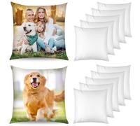 Homes Throw Pillow Covers, 12 PCS Sublimation Pillow Cases, 18" x 18" Heat Transfer Pillow Covers, Soft Polyester Twill Cushion Cases with Invisible Zipper for DIY, Digital Printing and Painting