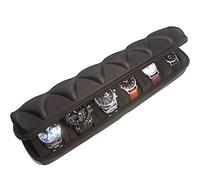 Homes Watch roll travel case organizer for 6 watches, Storage Organizer and Display with innovative watch pillow, fit large up to 60mm faced watches (Black, 6 Slot)