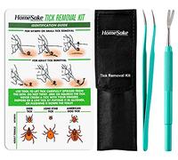 Homesake Tick Remover Tool & Tweezer Set for Dogs, Cats & Humans - Stainless Steel Tick Removal Kit with Storage Pouch & Free Tick ID Card - Safe & Effective Tick Puller