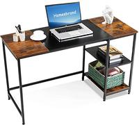 Homesbrand Computer Desk for Home Office Working with Storage Shelves, Desks & Workstation, PC Study Writing Table, Industrial Wooden Desk for Bedroom, Metal Frame Desk, 120x50x75cm