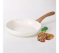 Homesbrand Nonstick Frying Pan 24cm, with Non-Stick Coating and Soft Touch Handles, Compatible with All Stovetops, Eg9 Frying Pan, White