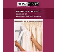 Homescapes 100% Blackout Curtain Lining Pair 3-Pass Coating, 44 X 52"