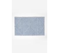 Homescapes 100% Cotton Bath Mat Tufted Geometric Design In Blue Blue