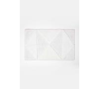 Homescapes 100% Cotton Bath Mat Tufted Geometric Design in White Homescapes White