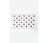 HOMESCAPES Black and White Cotton Bath Mat with Polka Dot Design Super Absorbent Tufted Bathmat, 50 x 80 cm