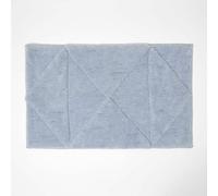 Homescapes 100% Cotton Blue Bath Mat Tufted Geometric Design, 50 X 80 Cm