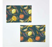 HOMESCAPES 100% Cotton Citrus Placemats, Set of 2