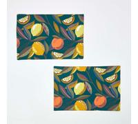 HOMESCAPES 100% Cotton Citrus Placemats, Set of 2