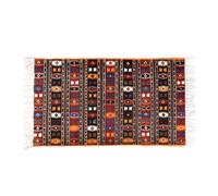 Homescapes 100% Cotton Kilim Printed Rug Terracotta Black and Brown Design. 66 x 200 cm Multi Purpose Mat.