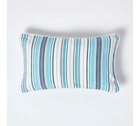 HOMESCAPES - 100% Cotton - New England Striped Cushion Cover - 30 x 50 cm Rectangular - 12 x 20 Inches - Blue Navy White - 100% Cotton Sofa Pillow Cushion Cover - Washable