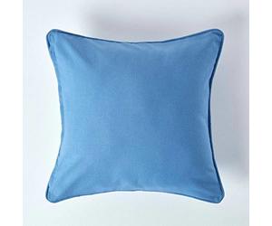 HOMESCAPES - 100% Cotton Plain Airforce Blue Large Cushion Cover - 60 x 60 cm Square - 24 x 24 Inches - Sofa Cushion Pillow Cover - Washable