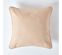 HOMESCAPES - 100% Cotton Plain Beige Cushion Cover - 30 x 30 cm Square - 12 x 12 Inches -Mink Stone Natural - Sofa Cushion Pillow Cover - Washable