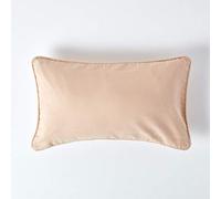 HOMESCAPES - 100% Cotton Plain Beige Cushion Cover - 30 x 50 cm Rectangular - 12 x 20 Inches -Mink Stone Natural - Sofa Cushion Pillow Cover - Washable