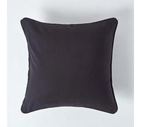 HOMESCAPES - 100% Cotton Plain Black Large Cushion Cover- 60 x 60 cm Square - 24 x 24 Inches - Sofa Cushion Pillow Cover - Washable
