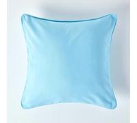 HOMESCAPES - 100% Cotton Plain Blue Large Cushion Cover - 60 x 60 cm Square - 24 x 24 Inches - Medium Cornflower Blue - Sofa Pillow Cushion Cover - Washable