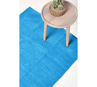 Homescapes 100% Cotton Plain Chenille Rug in Blue | Size: 110 cm x 170 cm Homescapes Blue 110 cm x 170 cm