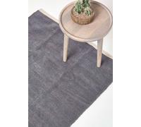 Homescapes Rug - 100% Cotton Plain Chenille with Natural Trim - Dark Grey 45 x 70 cm