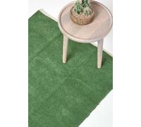 Homescapes Rug - 100% Cotton Plain Chenille with Natural Trim - Dark Olive 60 x 100 cm