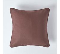 HOMESCAPES - 100% Cotton Plain Chocolate Cushion Cover - 45 x 45 cm Square - 18 x 18 Inches - Deep Bark Choco - Sofa Cushion Pillow Cover - Washable
