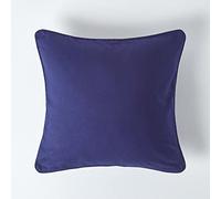 HOMESCAPES - 100% Cotton Plain Navy Cushion Cover - 45 x 45 cm Square - 18 x 18 Inches - Dark British Navy - Sofa Cushion Pillow Cover - Washable