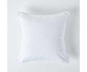 HOMESCAPES - 100% Cotton Plain Off White Large Cushion Cover - 60 x 60 cm Square - 24 x 24 Inches - Ivory - Sofa Cushion Pillow Cover - Washable