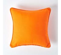 HOMESCAPES - 100% Cotton Plain Orange Cushion Cover- 45 x 45 cm Square - 18 x 18 Inches - Solid Flame Orange Sofa Cushion Pillow Cover - Washable