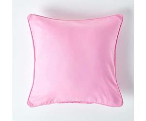 HOMESCAPES - 100% Cotton Plain Pink Large Cushion Cover - 60 x 60 cm Square - 24 x 24 Inches - Soft Baby Pink- Sofa Cushion Pillow Cover - Washable