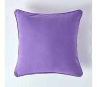 HOMESCAPES - 100% Cotton Plain Purple Large Cushion Cover - 60 x 60 cm Square - 24 x 24 Inches - Deep Purple Damson - Sofa Pillow Cushion Cover - Washable
