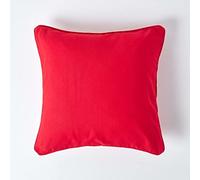 HOMESCAPES - 100% Cotton Plain Red Cushion Cover - 30 x 30 cm Square - 12 x 12 Inches -Deep Scarlet Red - Sofa Cushion Pillow Cover - Washable