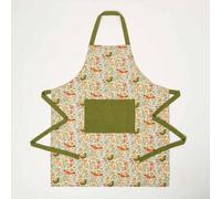 Homescapes 100% Cotton Song Bird Apron in Green Homescapes Green