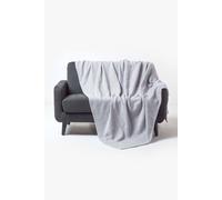 HOMESCAPES Grey Throw 100% Cotton 150 x 200 cm Cosy Throw for Sofa or Bed “Halden” Chevron Blanket Herringbone Geometric Pattern Bedspread
