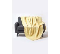 Homescapes 100% Cotton Throw Soft, Stylish & Machine Washable In Yellow Yellow