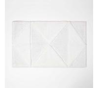 Homescapes 100% Cotton White Bath Mat Tufted Geometric Design, 50 X 80 Cm