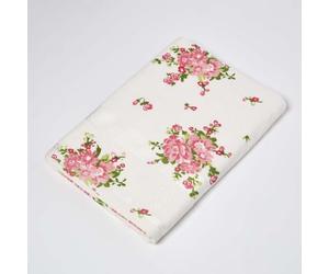HOMESCAPES 100% Portuguese Cotton Cream Bath Sheet Pink, Coral and Green Floral Pattern