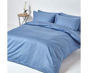 HOMESCAPES 1000 Thread Count Egyptian Cotton Blue Duvet Cover Set Double Luxury Quilt Cover Bedding Set 2 Pillowcases Included