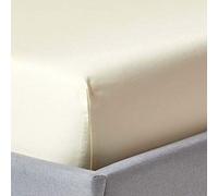 HOMESCAPES 1000 Thread Count Egyptian Cotton Cream Deep Fitted Sheet (12”) Super King Size Luxury Bed Sheet with Fully Elasticated Skirt