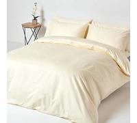 Egyptian Cotton Duvet Cover with Pillowcase 1000 TC Homescapes Cream Double